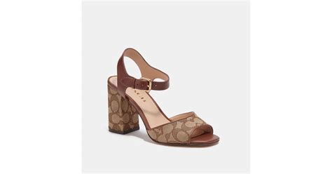 Coach Marla Sandal In Signature Jacquard In Brown .